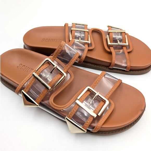Schutz Naomi Slide Sandal Women's Adjustable Straps Brown Size US7.5B EU38 - Picture 10 of 12